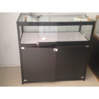 勝世鉑工廠訂制黑色八棱柱玻璃鋁展示柜珠寶玉器展高檔專用展柜廠