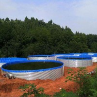 鍍鋅板水池圓形鐵桶蓄水池 草魚對蝦帆布養殖池 帆布水池魚池